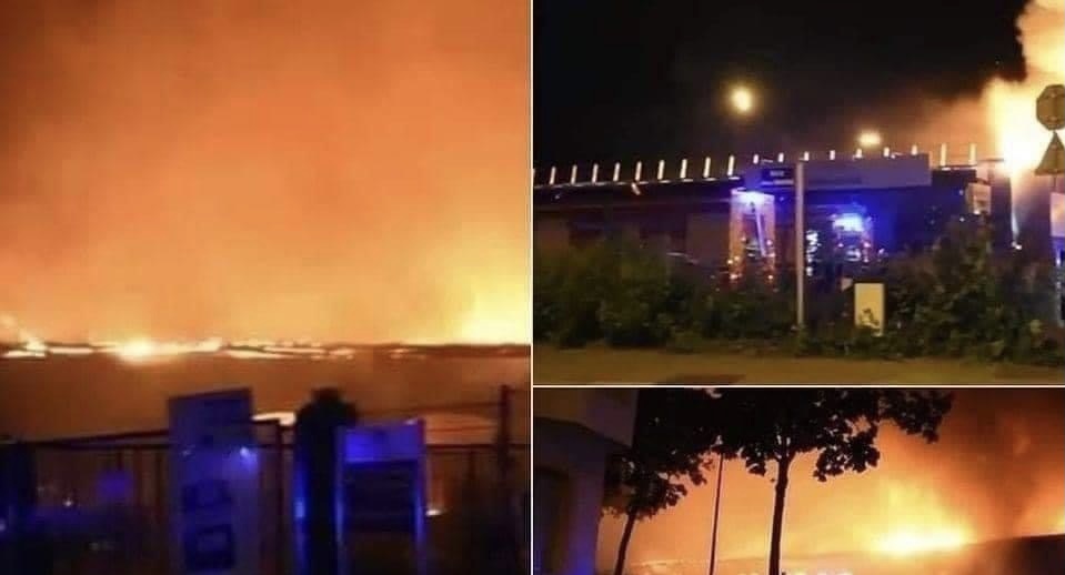 اندلاع حريق هائل داخل ميناء ” لو هافر” شمال فرنسا (فيديو)